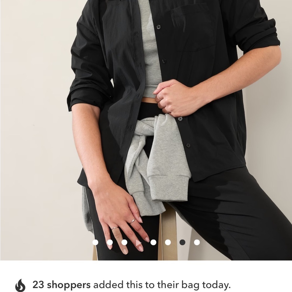 NWT Athleta Midday Shirt Solid Black Medium Tall - Picture 5 of 15